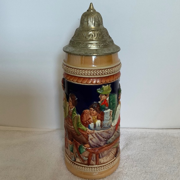 Vintage GERZ W. GERMANY 20 oz Stoneware Beer Stein with Pewter Lid - Picture 2 of 16